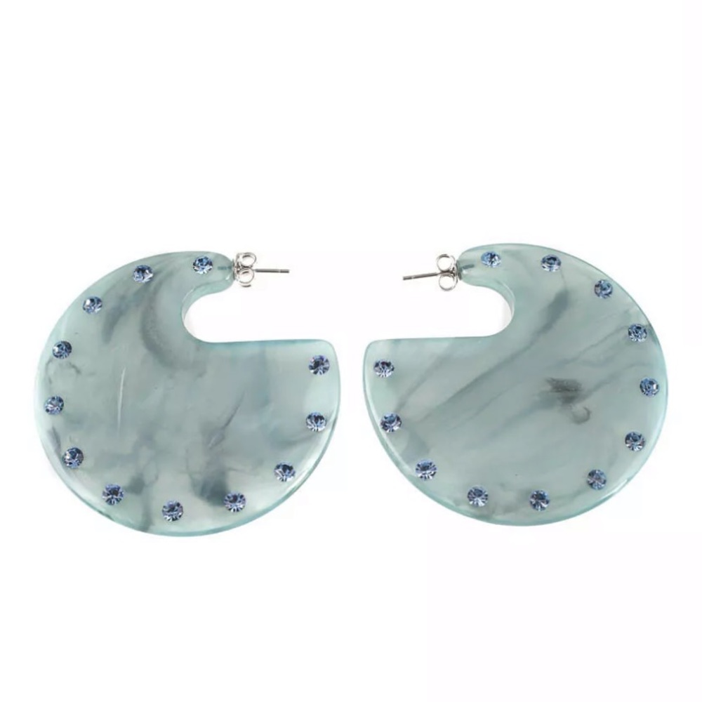 LAST PAIR! Rachel Comey Rhinestone Swirl Camille Earring Blue - Picture 5 of 8